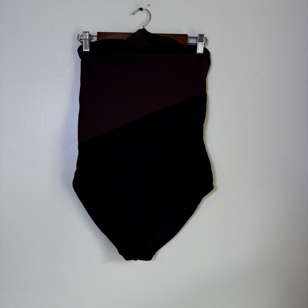JETS Australia Jetset Colorblock Halter One Piece Swimsuit Size 8 Brown Black